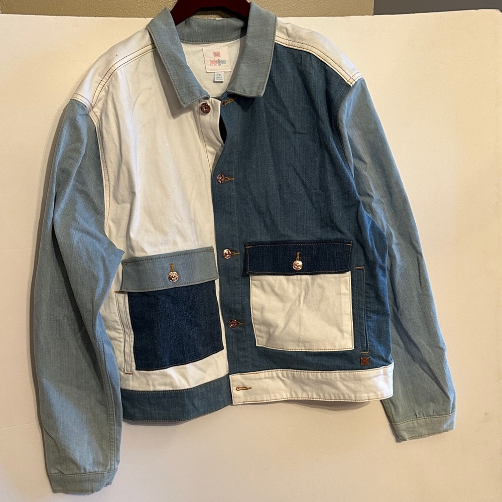 LuLaRoe Blue and White Patchwork Jacket